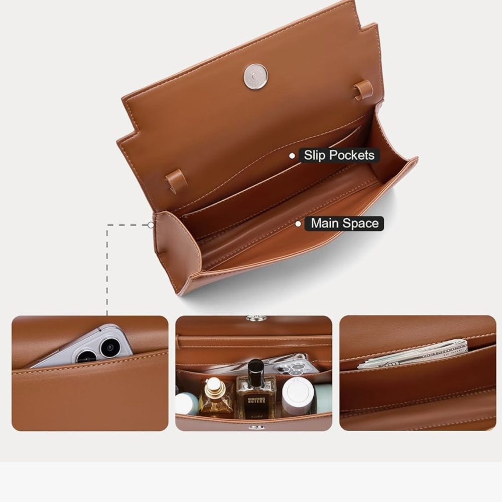 NEW Bostanten Shoulder or Crossbody bag, vegan faux leather, brown, PRICE FIRM - Picture 3 of 9